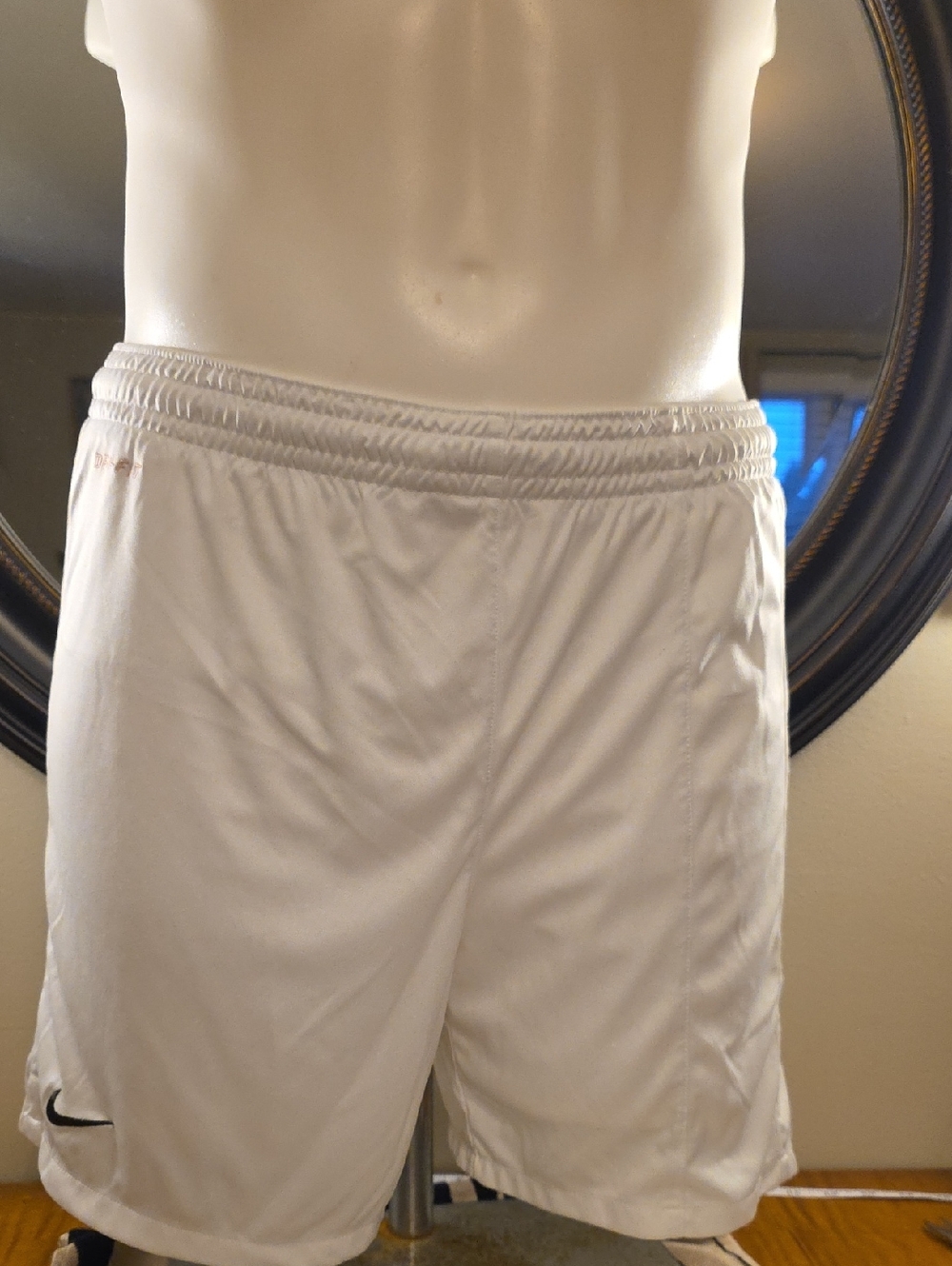 Nike Men’s White Athletic Shorts with Black Swoosh